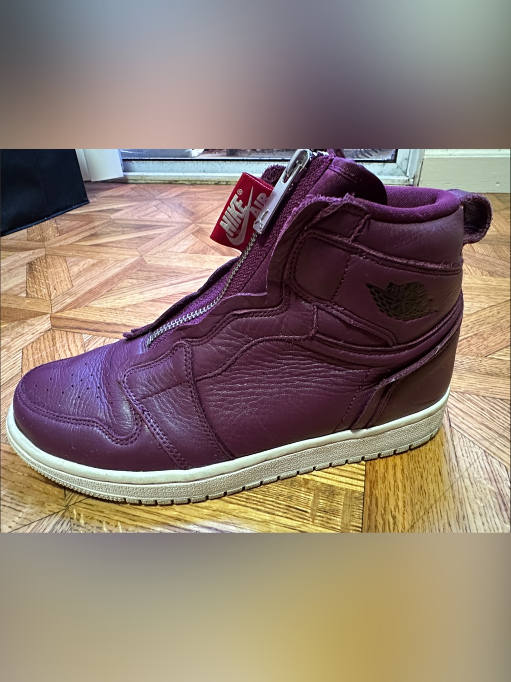 Nike Air Jordan 1 Retro High Zip - Women’s Burgundy Leather Sneaker